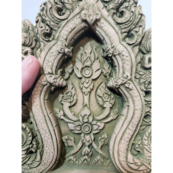 Southeastern Asian Sandstone Chofa or Kala Shrine 9" Tall by 6" Wide - Picture 7 of 13